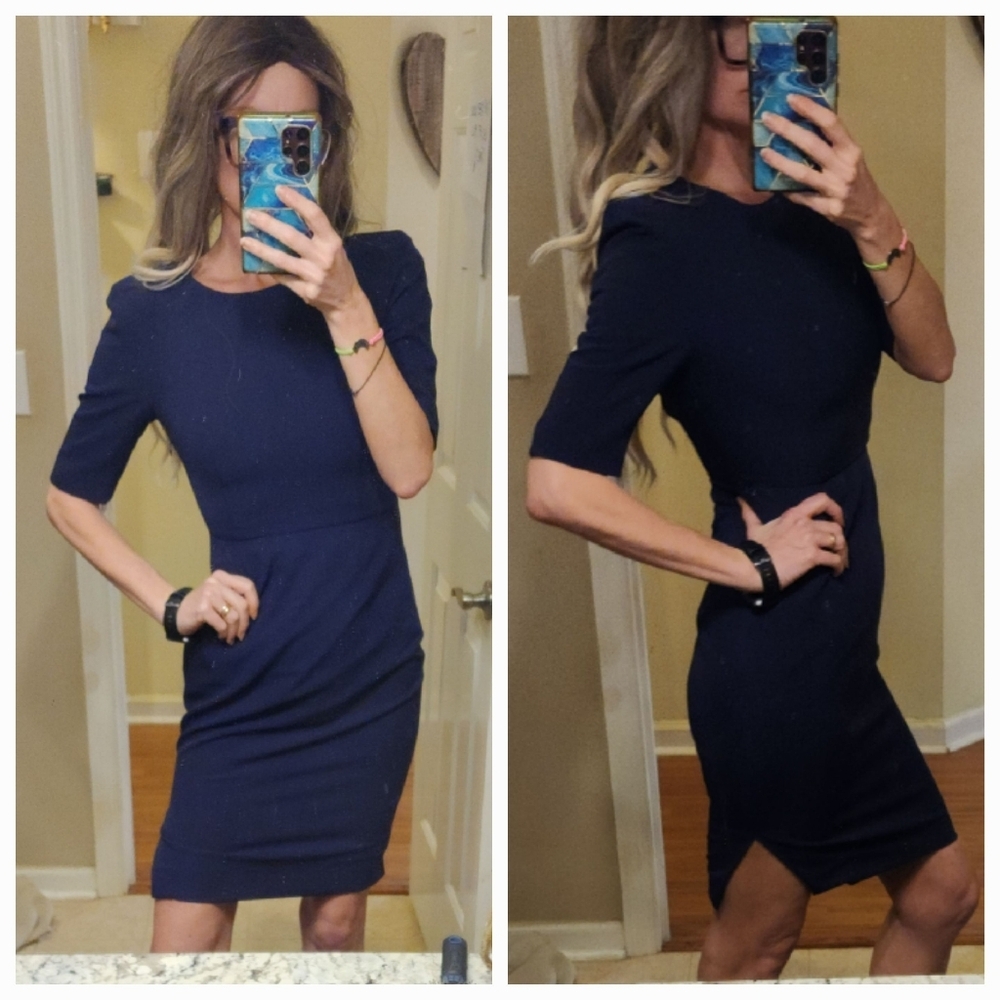 Designer ST STUDIO Shift Sheath Pencil Dress With Cowl Neck Back